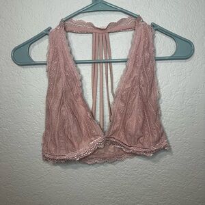 Lace Halter Bralette in Pink